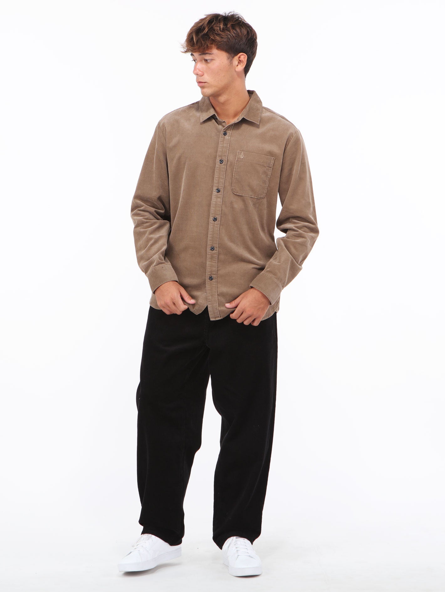 Volcom Zander Cord Long Sleeve Shirt - Earth