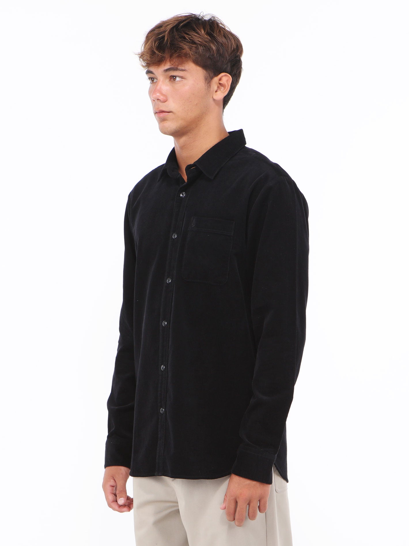 Volcom Zander Cord Long Sleeve Shirt - Black Combo