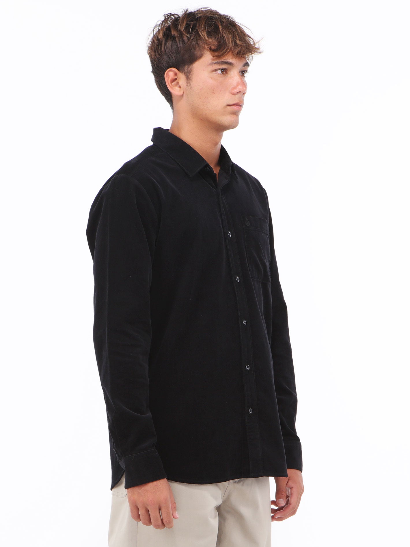 Volcom Zander Cord Long Sleeve Shirt - Black Combo