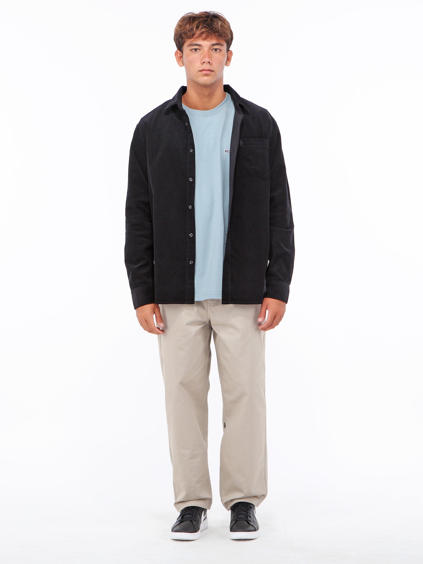 Volcom Zander Cord Long Sleeve Shirt - Black Combo