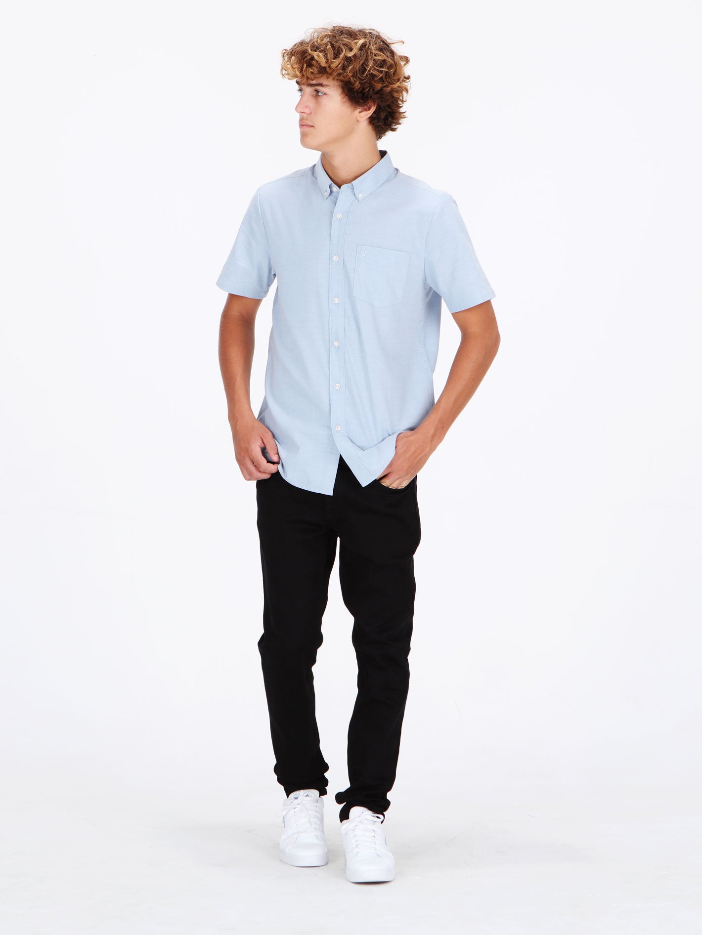 Volcom Everett Oxford Short Sleeve Shirt - Wrecked Indigo