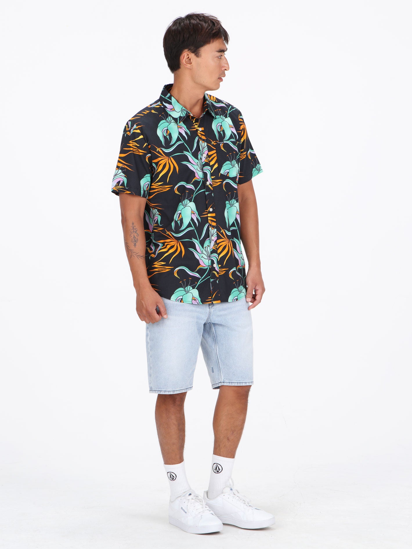 Volcom Brainmelter Floral Short Sleeve Shirt - Black Green