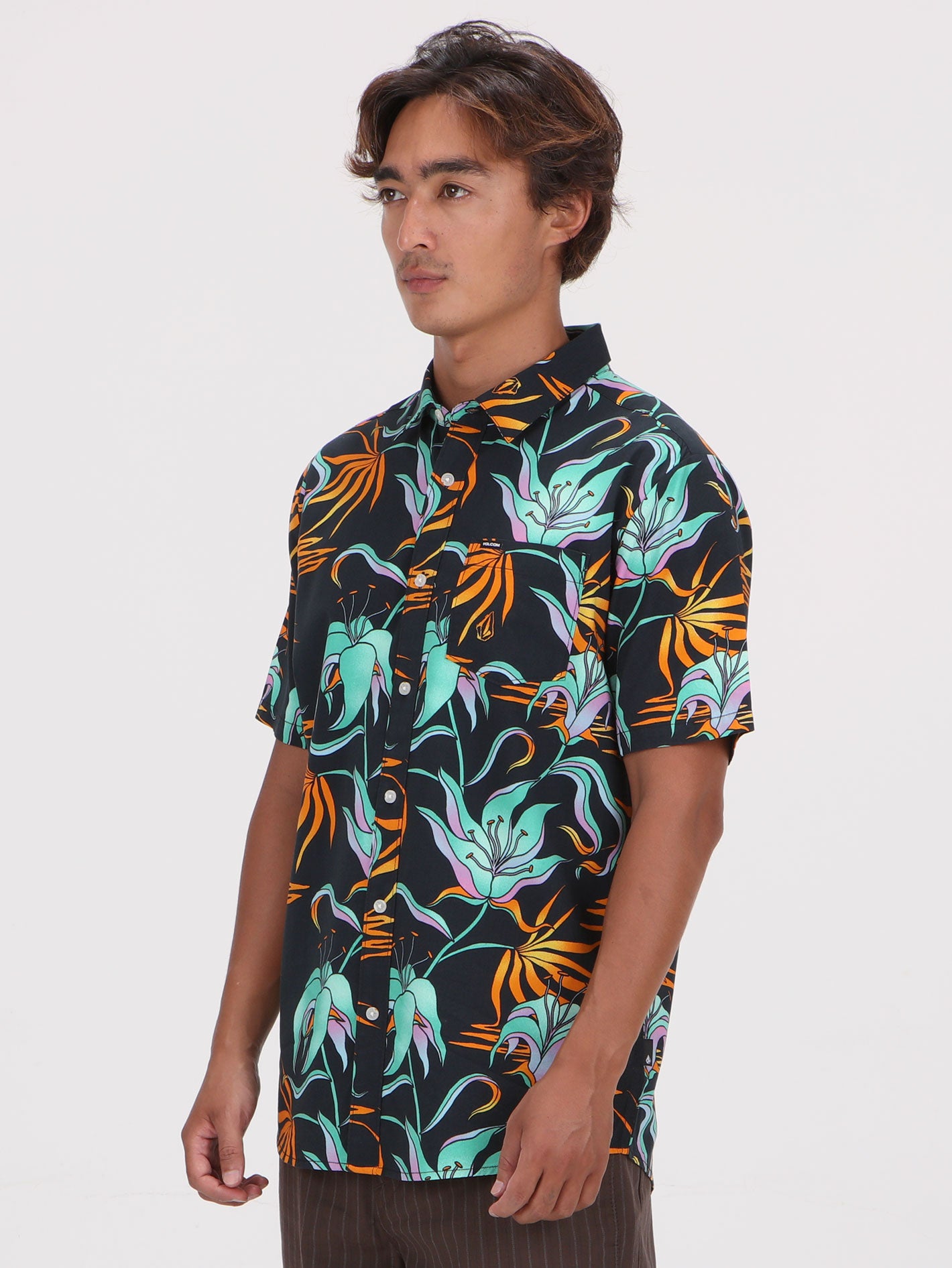 Volcom Brainmelter Floral Short Sleeve Shirt - Black Green