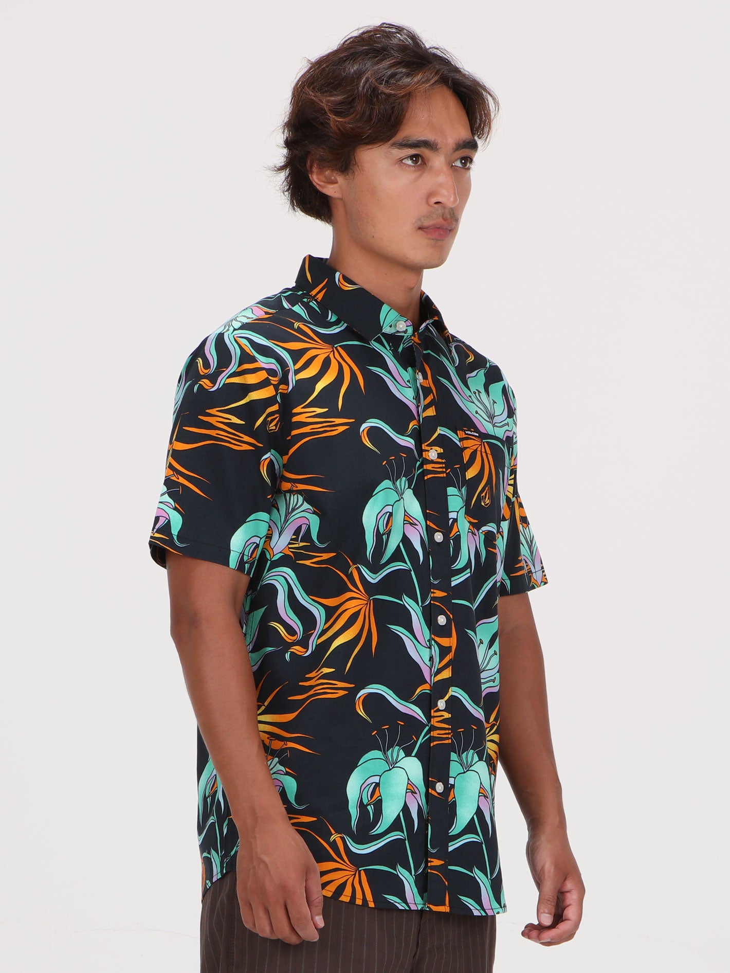 Volcom Brainmelter Floral Short Sleeve Shirt - Black Green