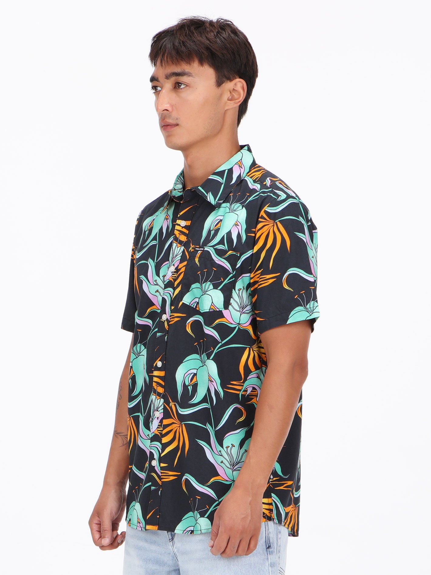 Volcom Brainmelter Floral Short Sleeve Shirt - Black Green