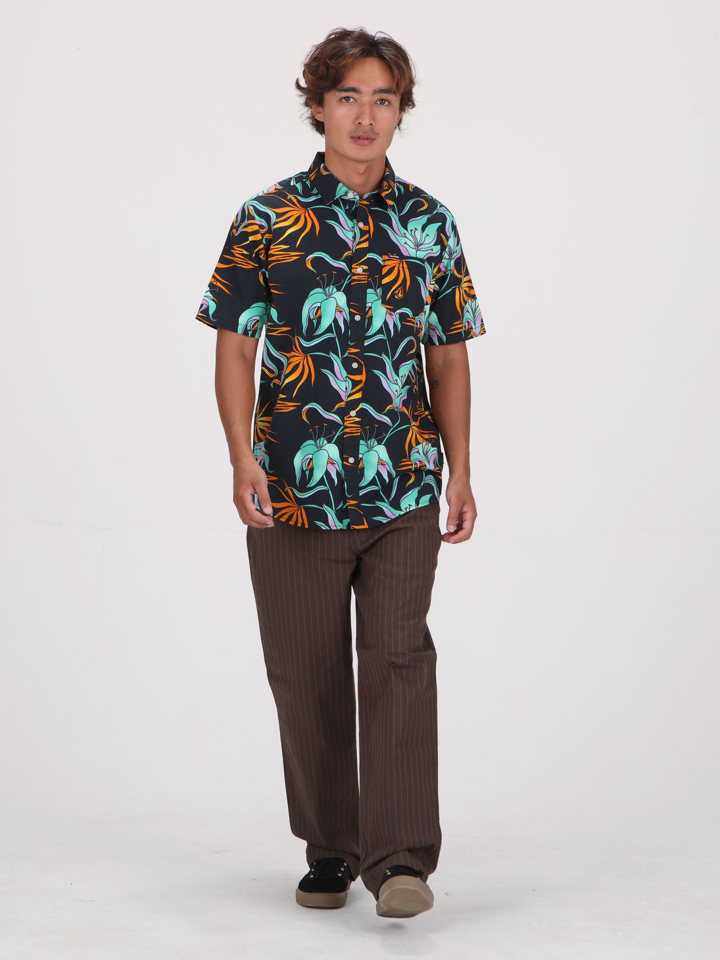 Volcom Brainmelter Floral Short Sleeve Shirt - Black Green