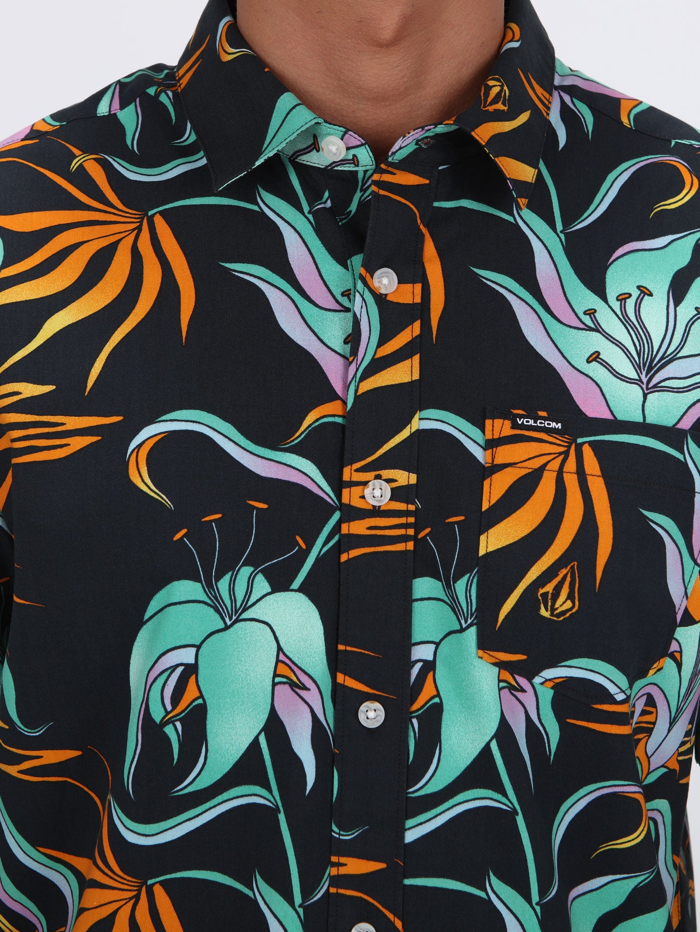 Volcom Brainmelter Floral Short Sleeve Shirt - Black Green