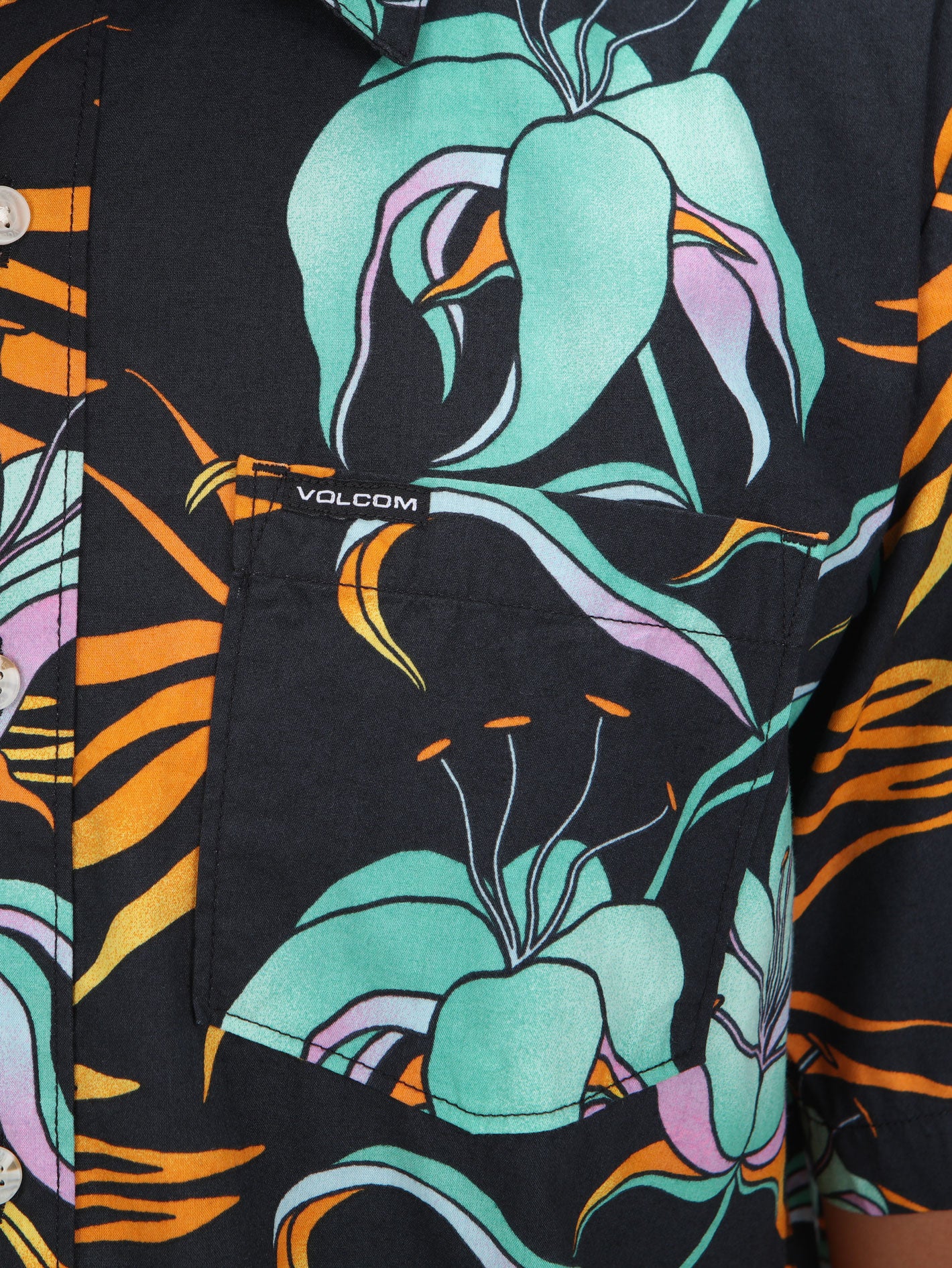 Volcom Brainmelter Floral Short Sleeve Shirt - Black Green
