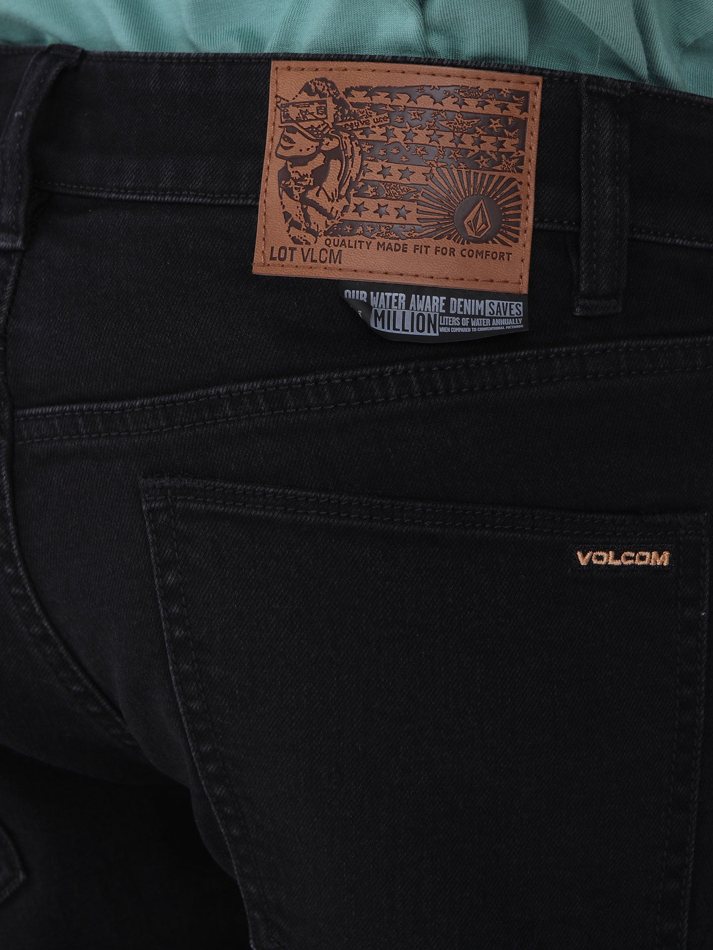 Volcom 2x4 Skinny Tapered Fit Jeans - Blackout