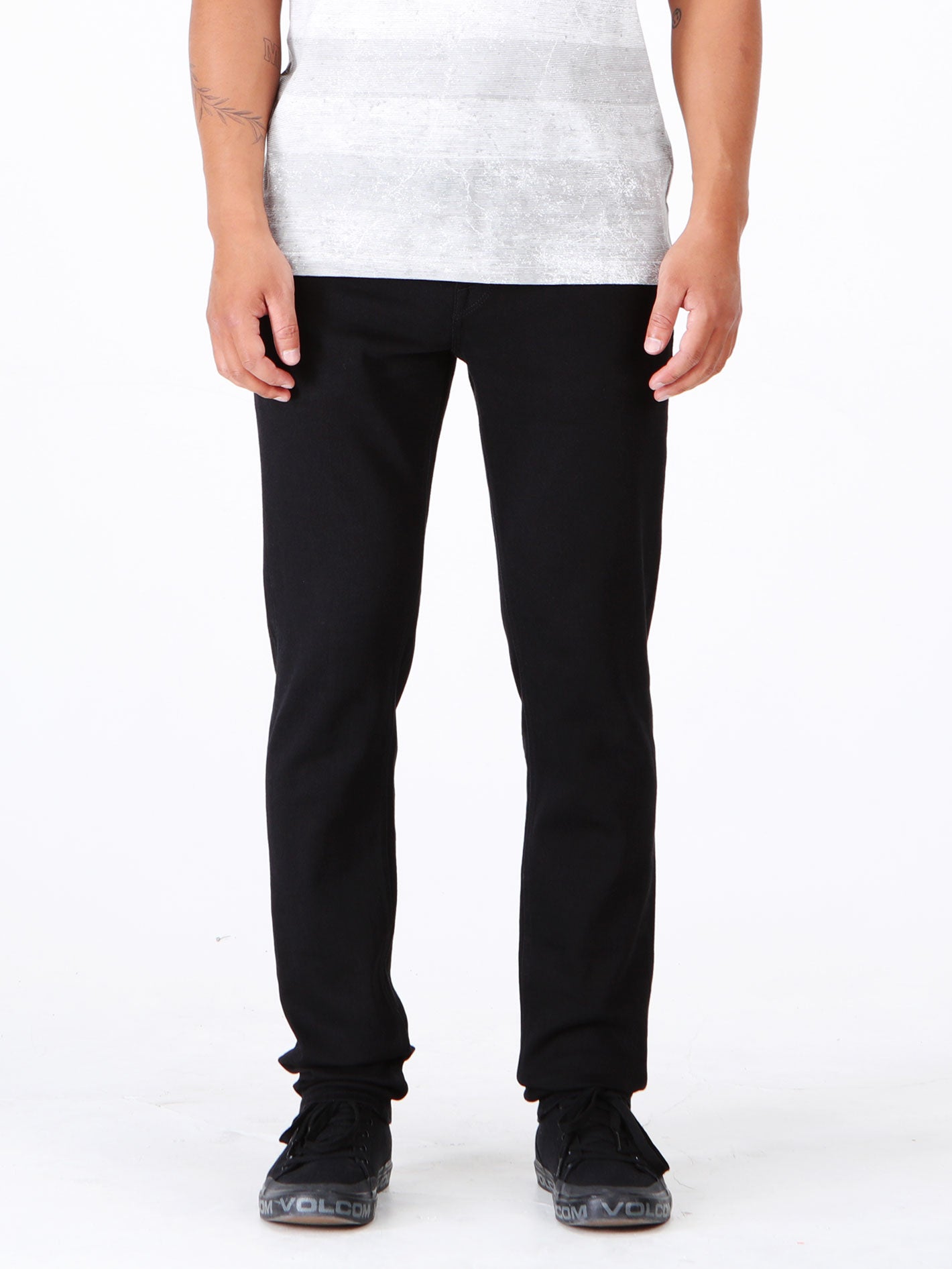 Volcom 2x4 Skinny Tapered Fit Jeans - Black On Black