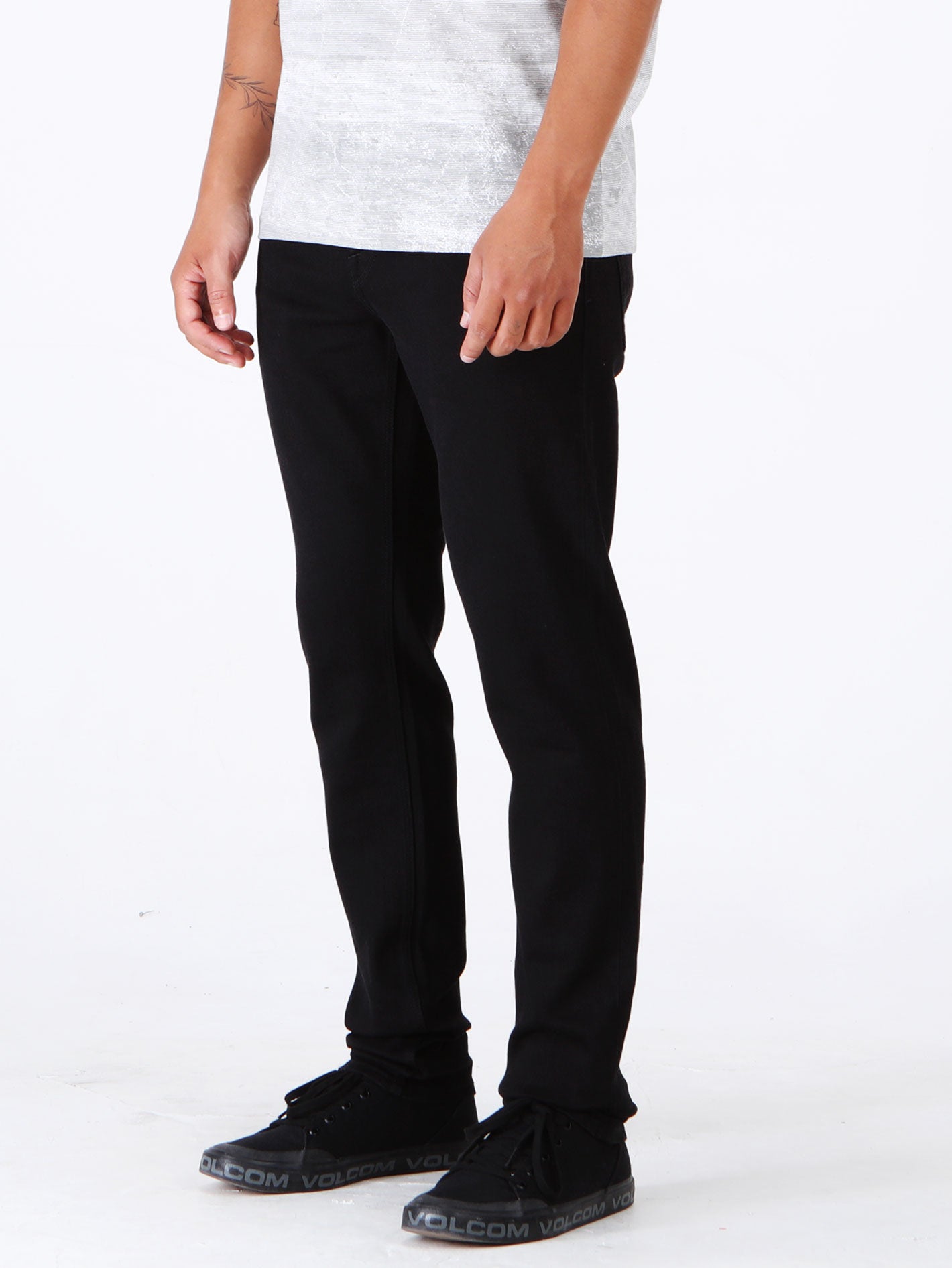 Volcom 2x4 Skinny Tapered Fit Jeans - Black On Black