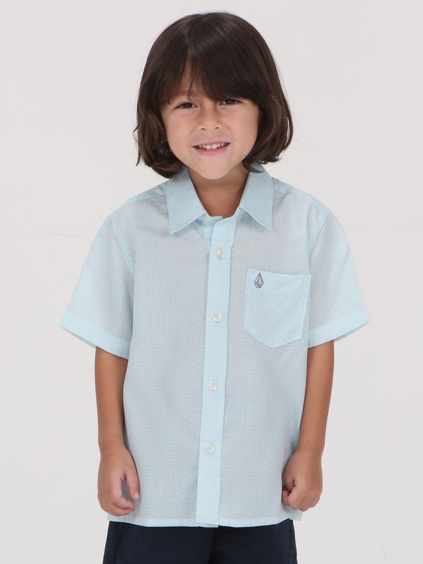 Volcom Little Boys Muster Short Sleeve  Shirt - Light Sea Blue