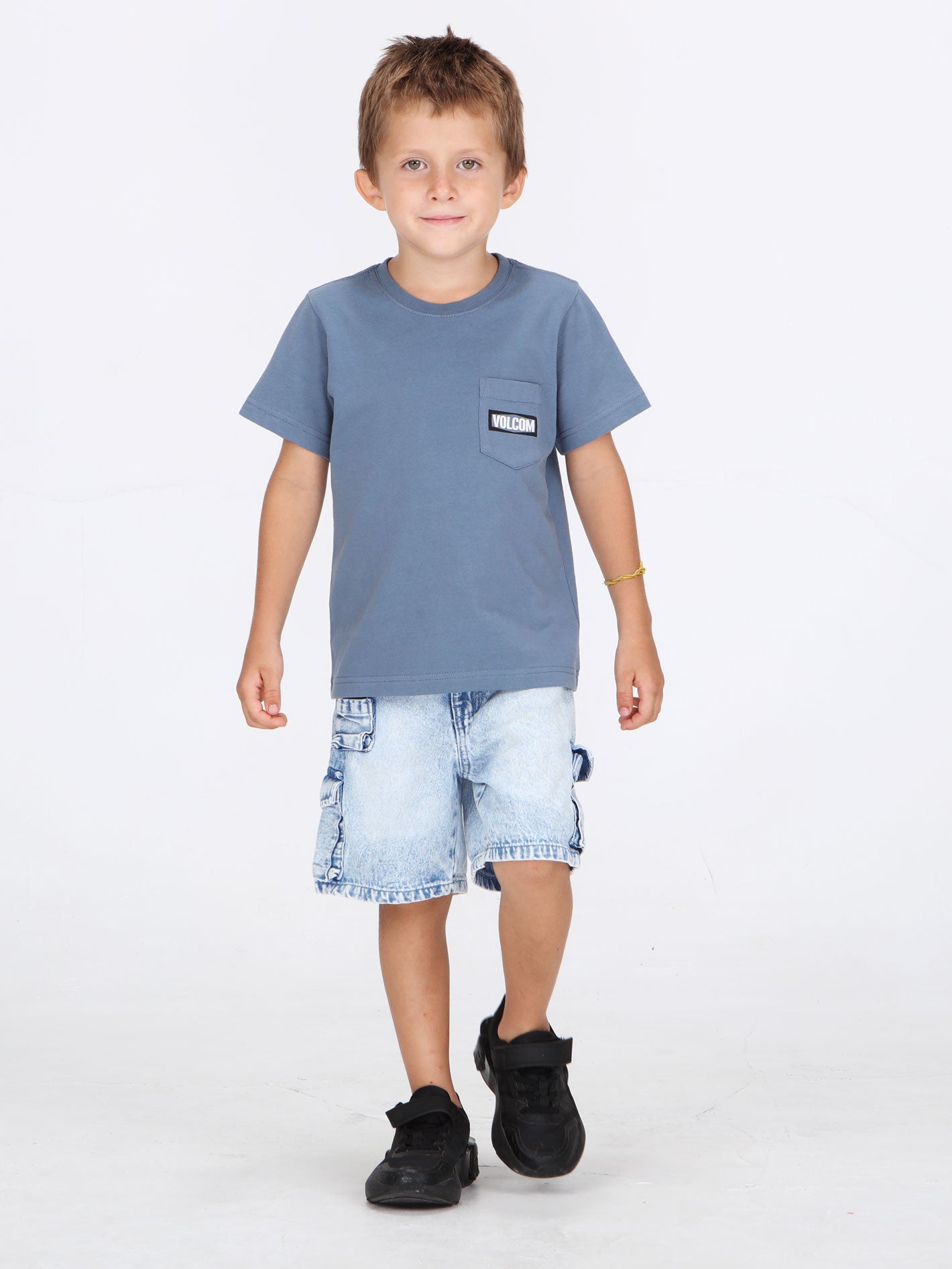 Volcom Little Boys Warning Pocket Tee - Blue Wash