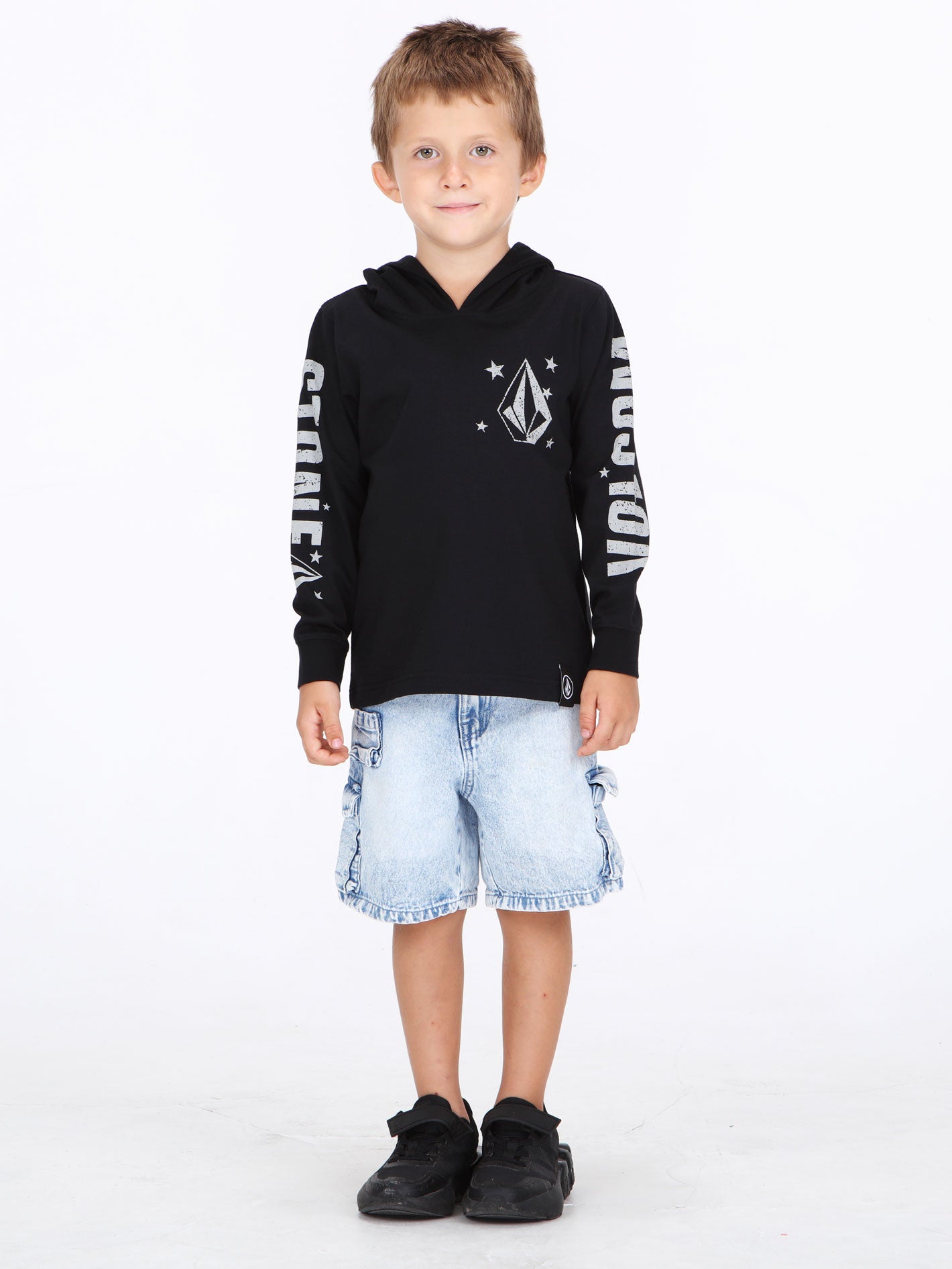 Volcom Little Boys Stargazzer Long Sleeve Tee Top - Black