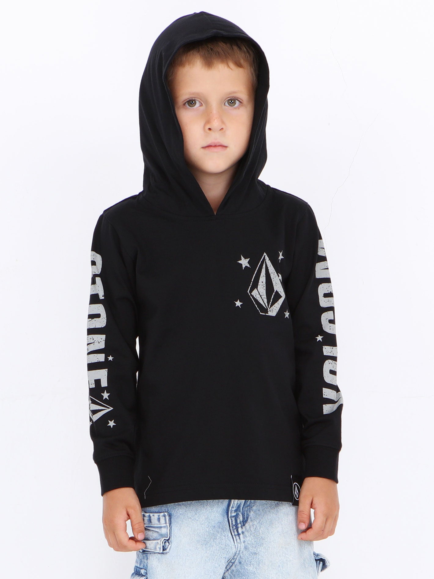 Volcom Little Boys Stargazzer Long Sleeve Tee Top - Black