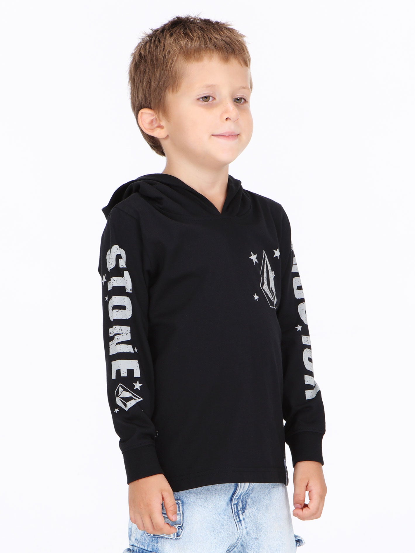 Volcom Little Boys Stargazzer Long Sleeve Tee Top - Black