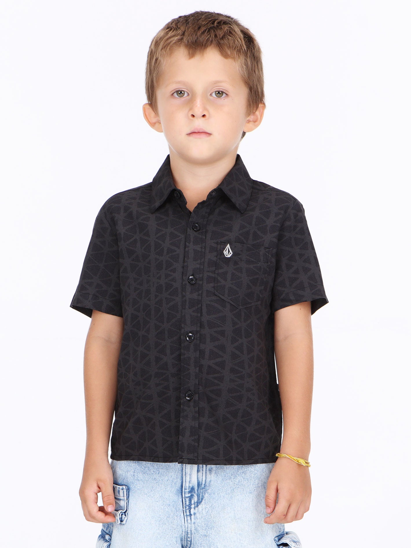 Volcom Little Boys Gibb  Short Sleeve  Shirt - Black