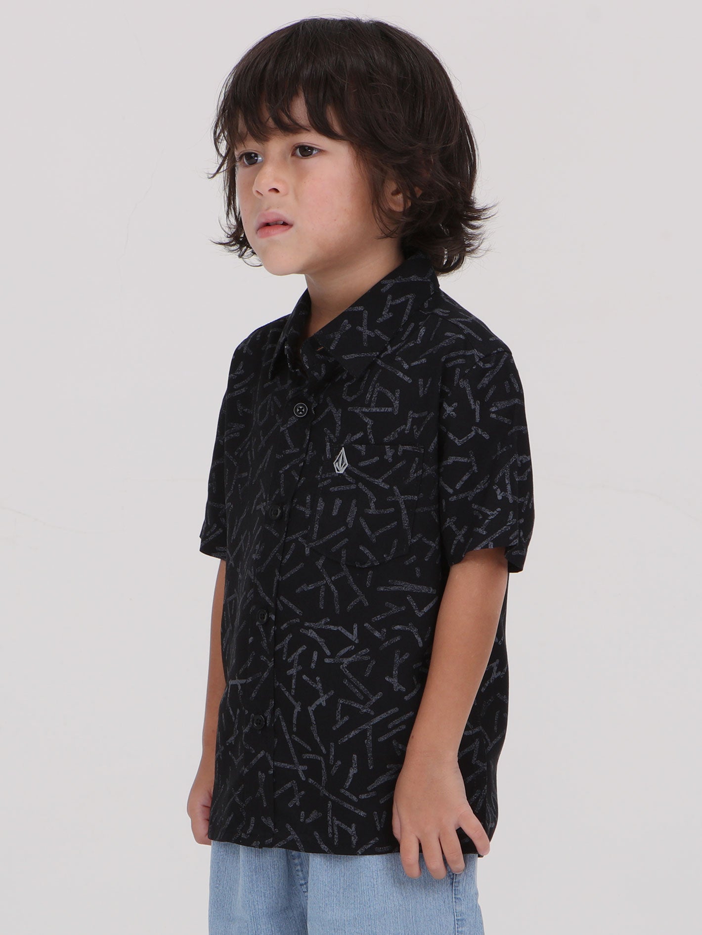 Volcom Little Boys Gusto Short Sleeve  Shirt - Black