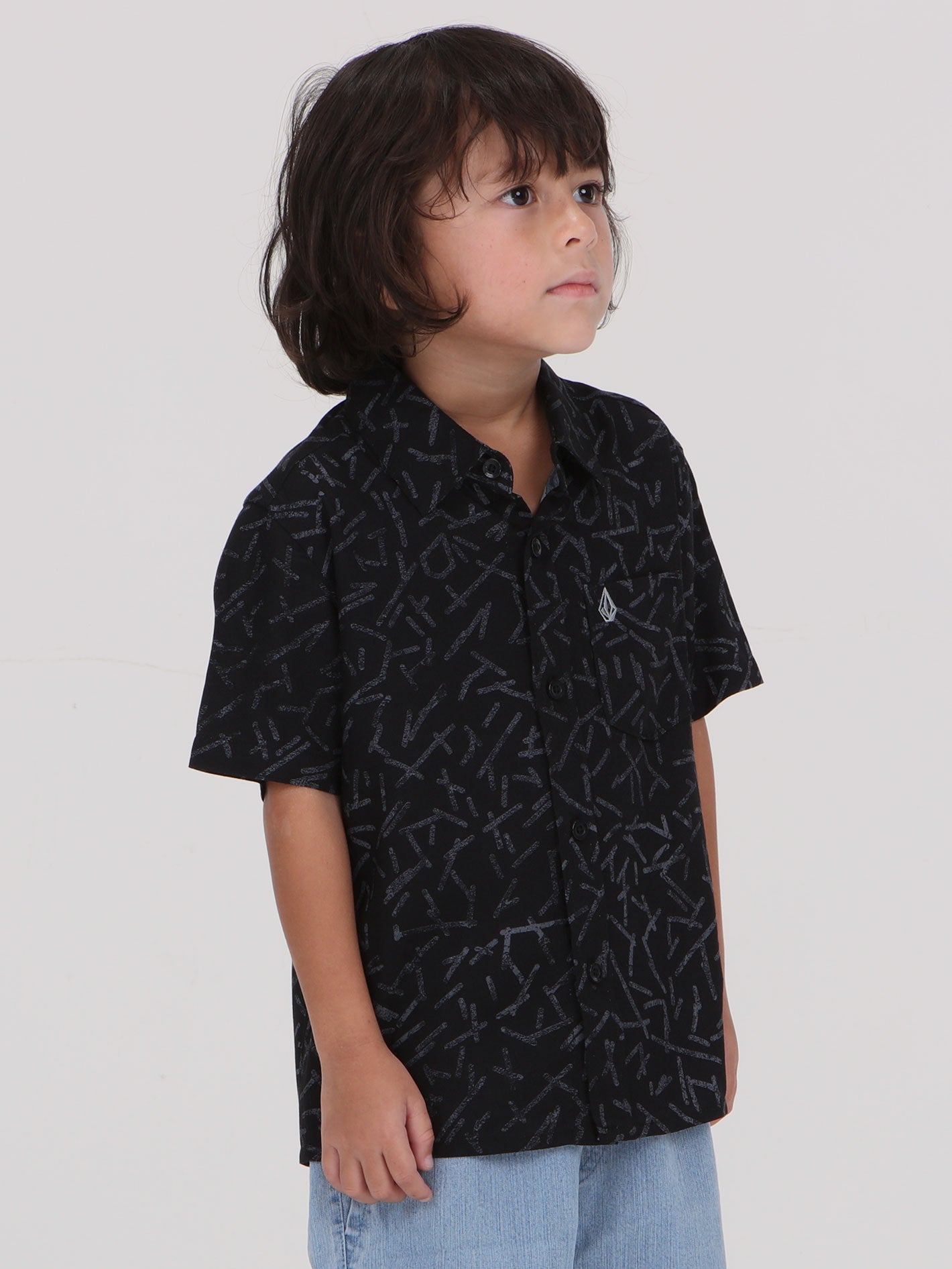 Volcom Little Boys Gusto Short Sleeve  Shirt - Black