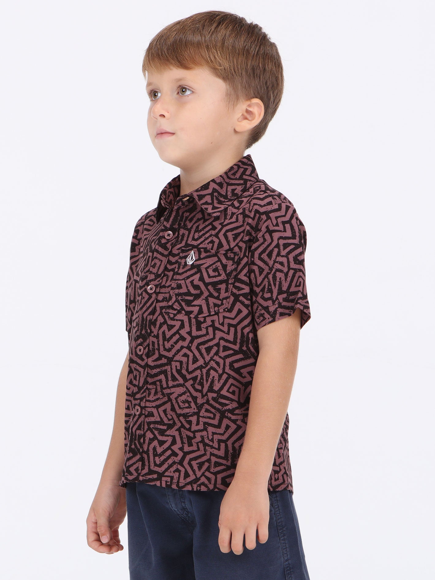 Volcom Little Boys Weave  Short Sleeve  Shirt - Pist Punch