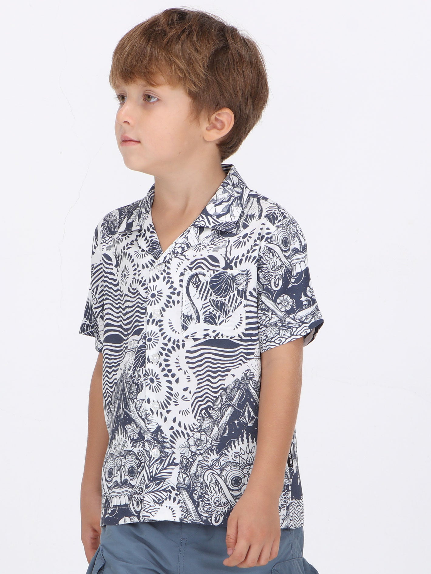 Volcom Little Boys Bali Collage Shirt - Blue Mirage