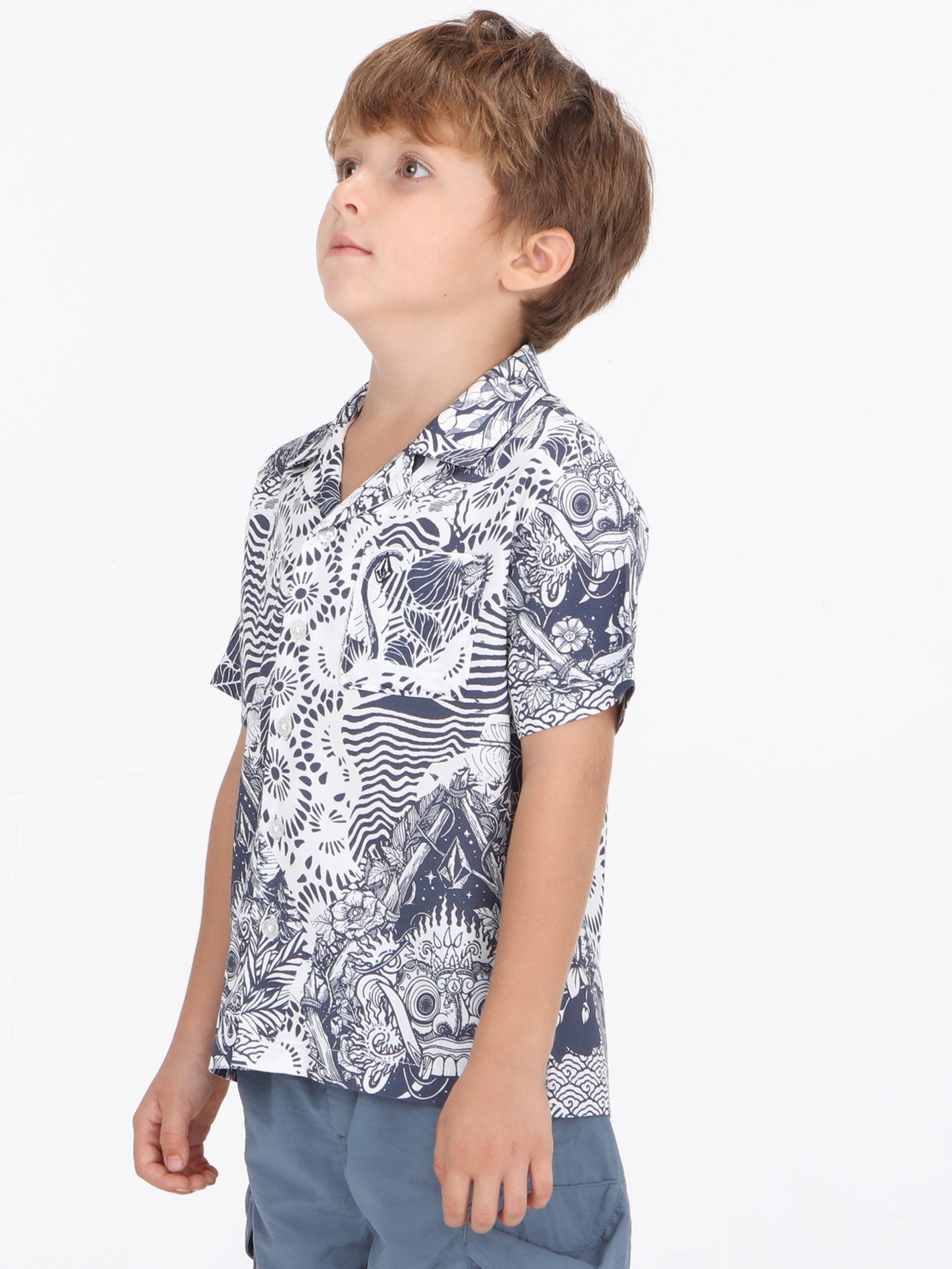 Volcom Little Boys Bali Collage Shirt - Blue Mirage