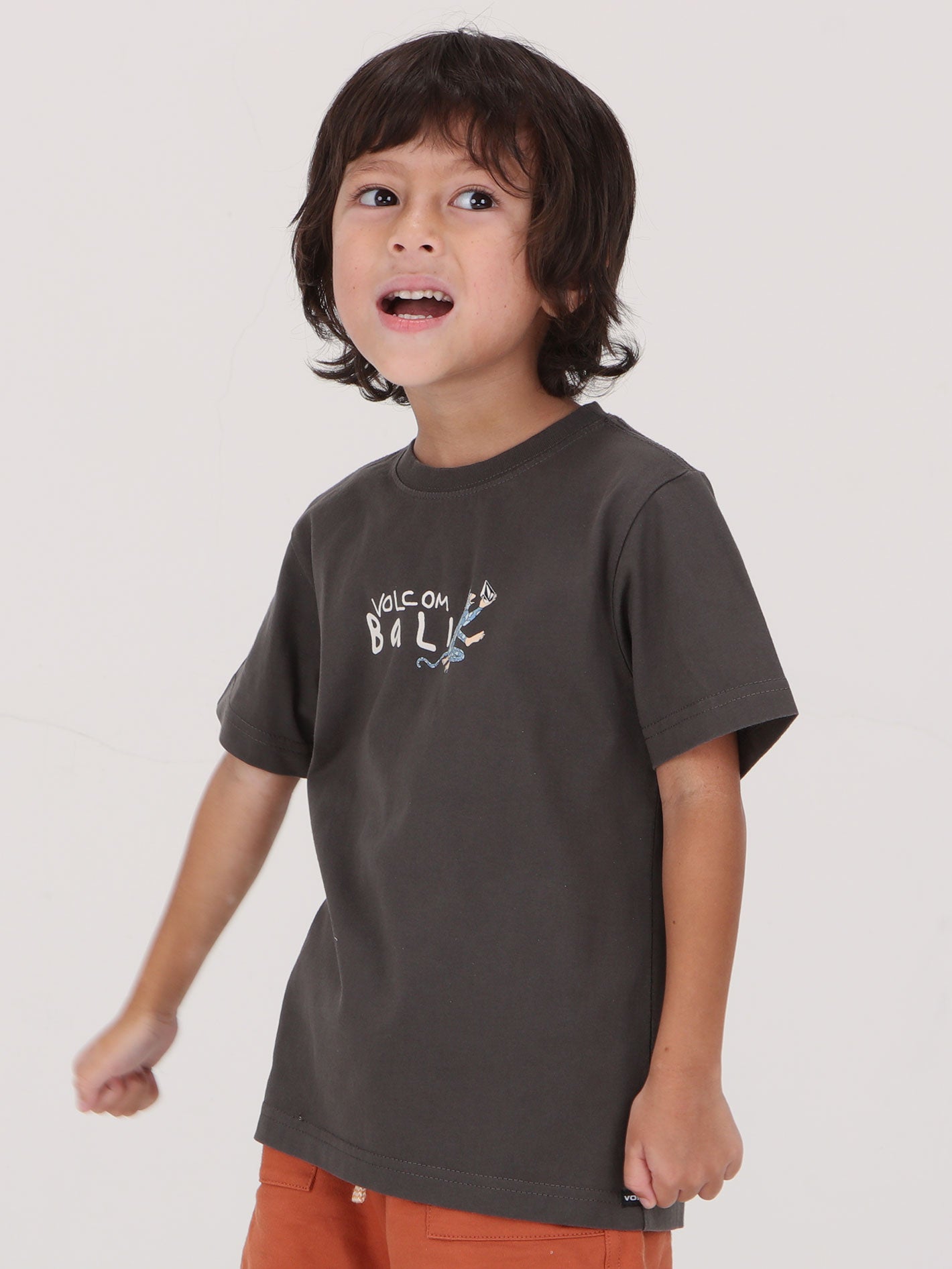 Volcom Little Boys Happy Monkey Tee - Rinsed Black
