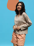 Only Good Long Sleeve Top - Taupe