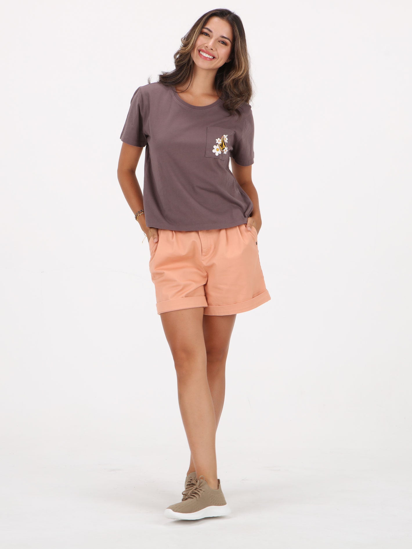 Volcom Pocket Dial Tee Top - Slate Grey