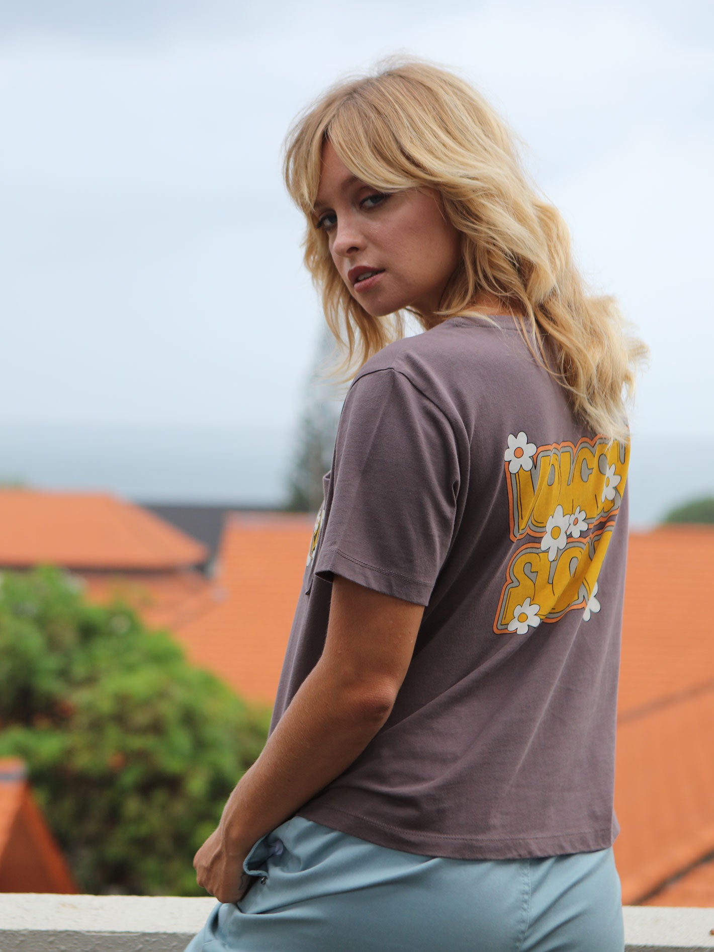 Volcom Pocket Dial Tee Top - Slate Grey