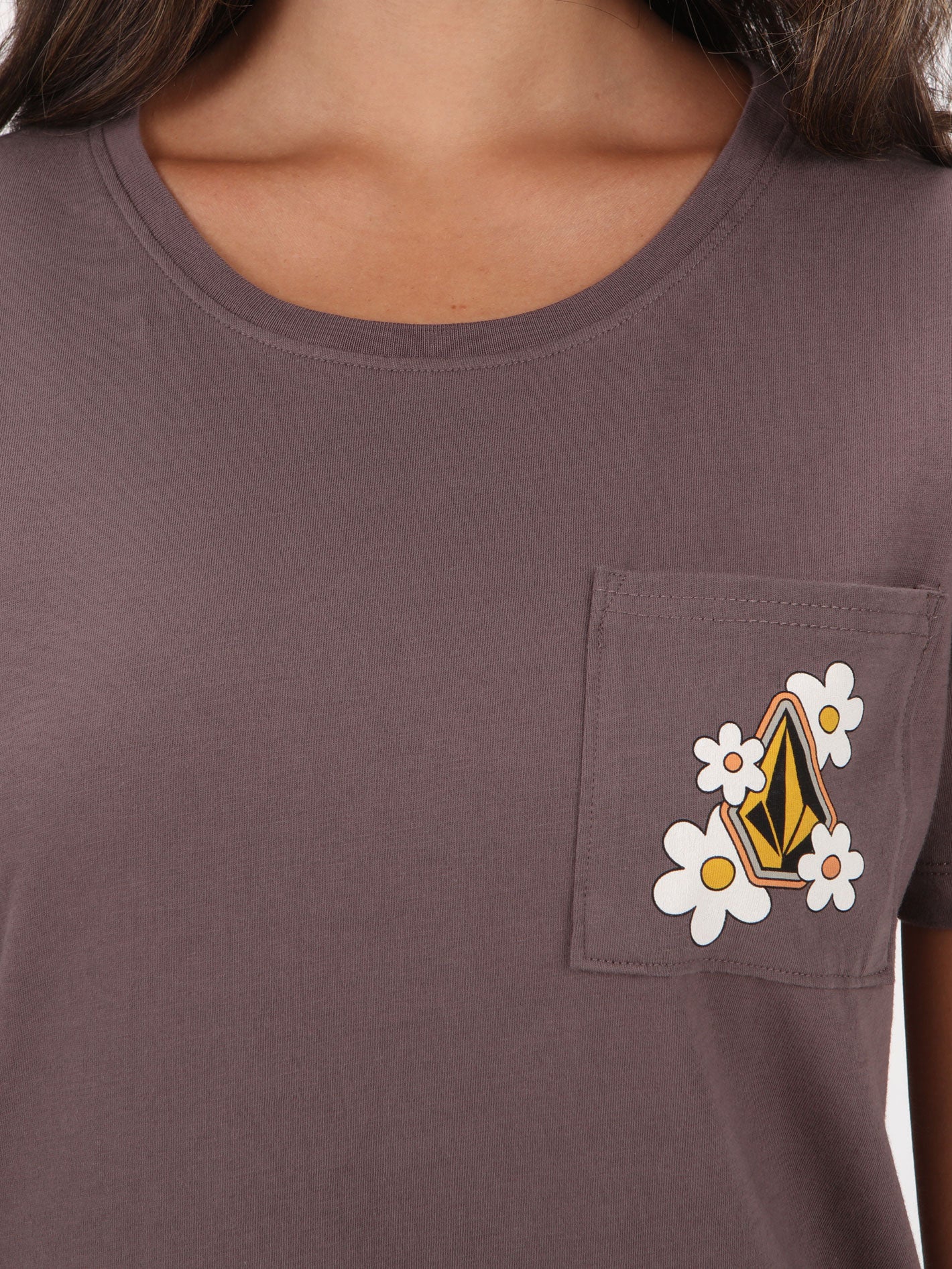 Volcom Pocket Dial Tee Top - Slate Grey