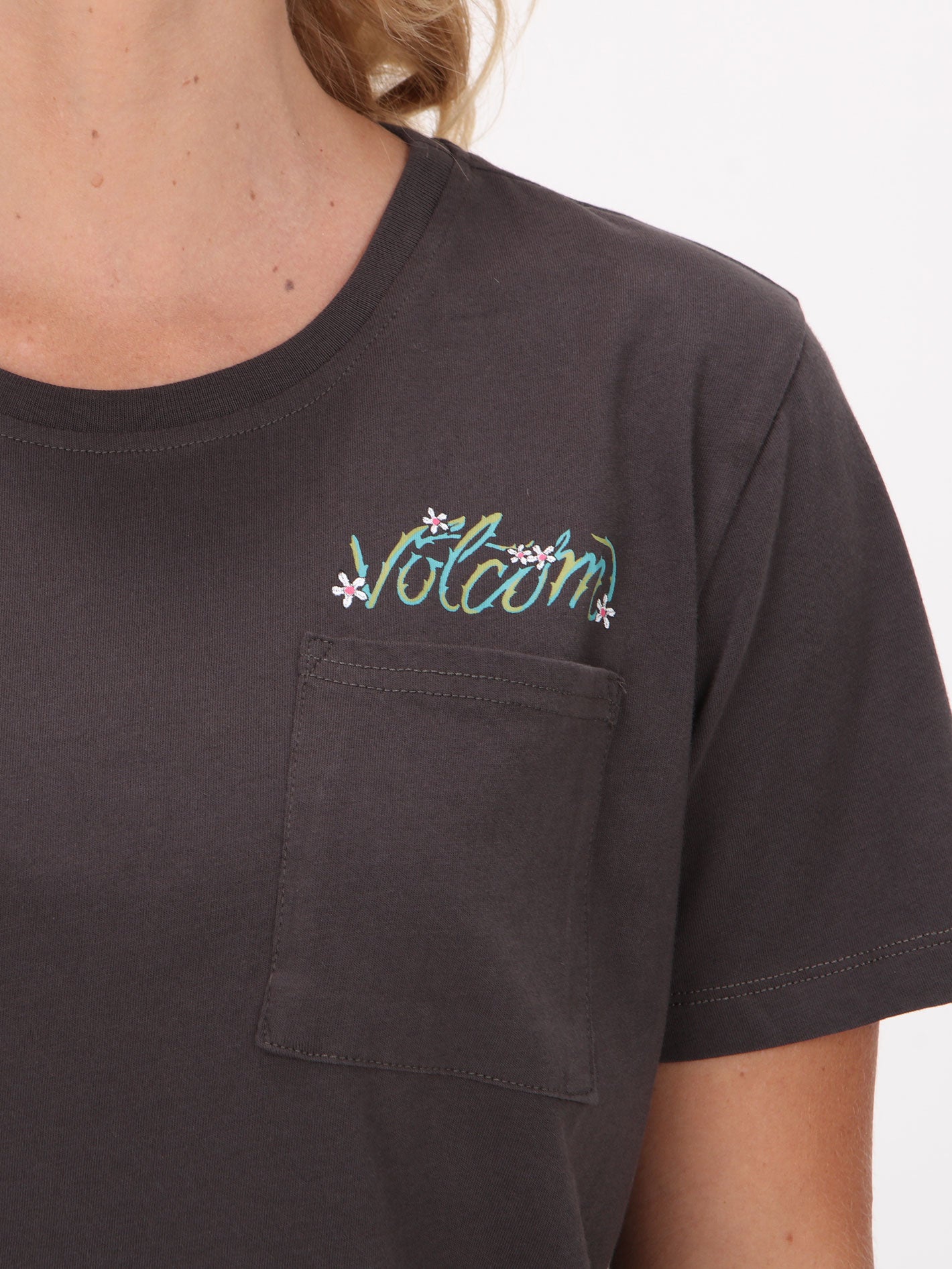 Volcom Pocket Dial Tee Top - Vintage Black