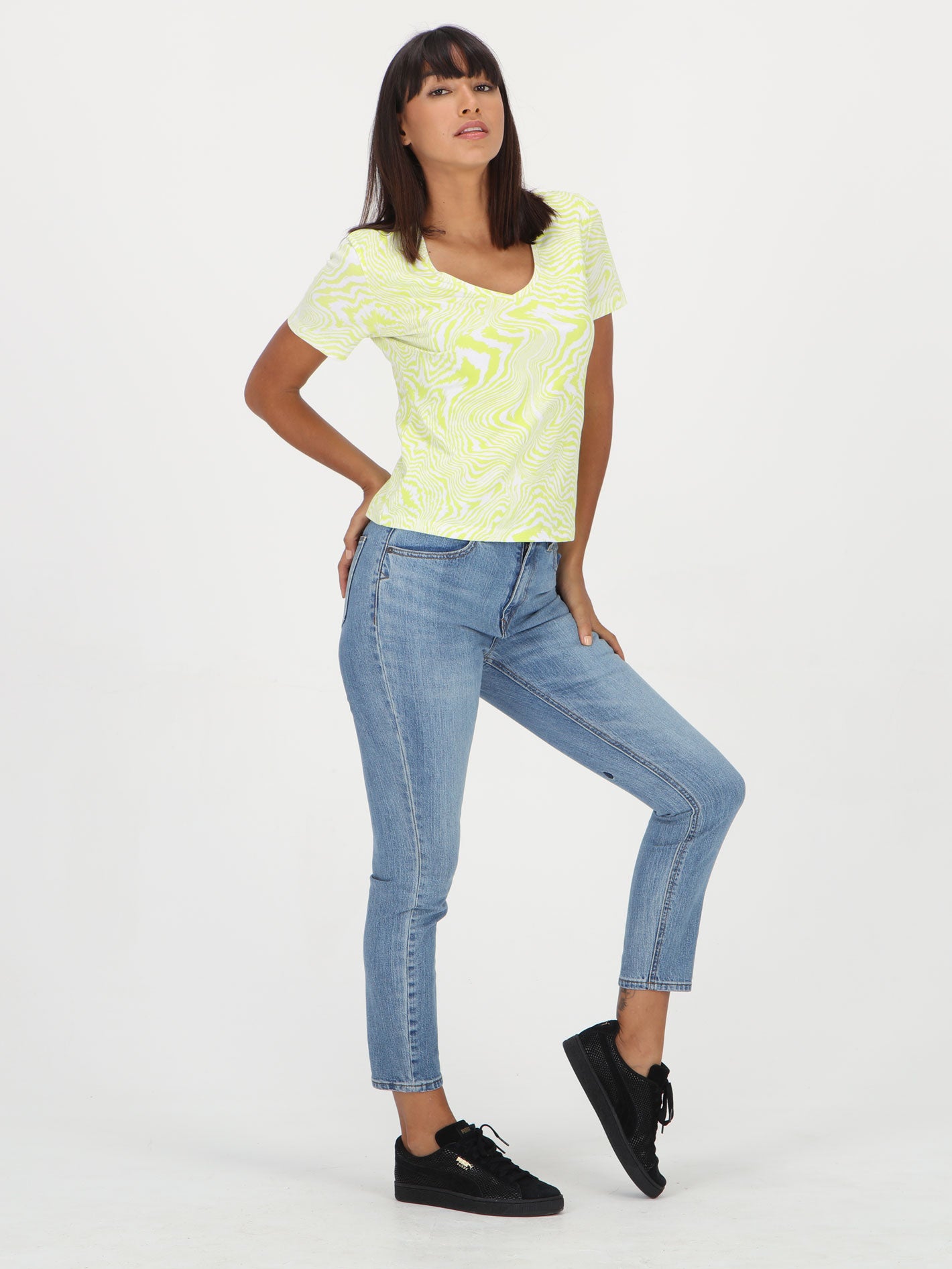 Twisted Zebra Top - Lime