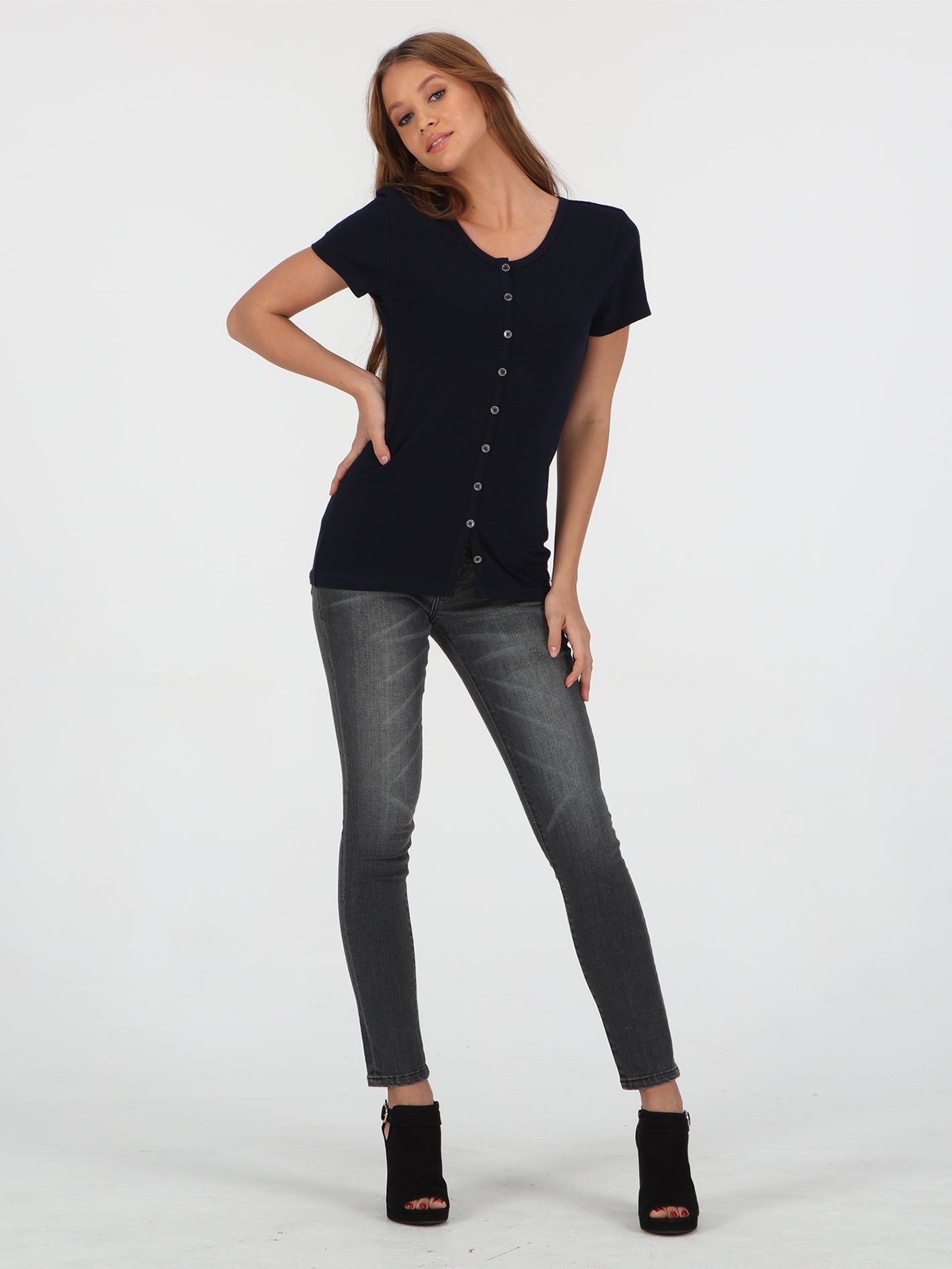 Lil Stone Short Sleeve Top - Navy
