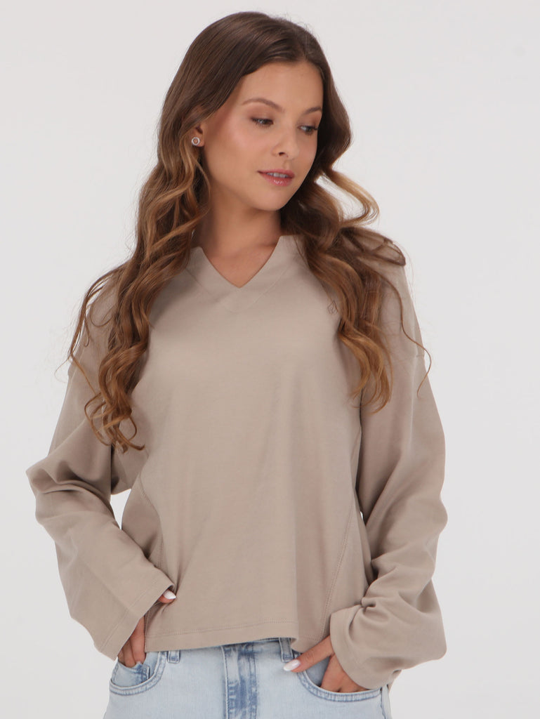 Volcom Only Good Long Sleeve Top - Taupe