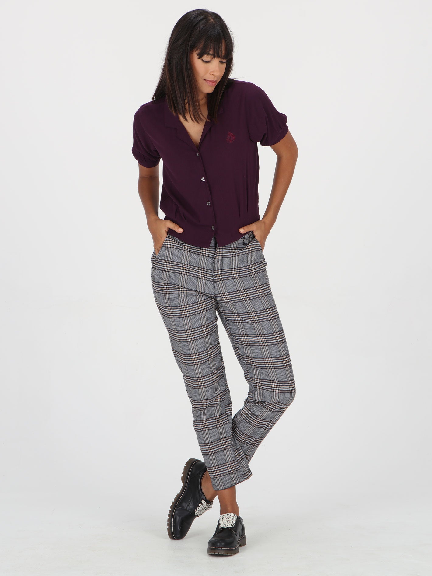 Honest Short Sleeve Top - Eggplant