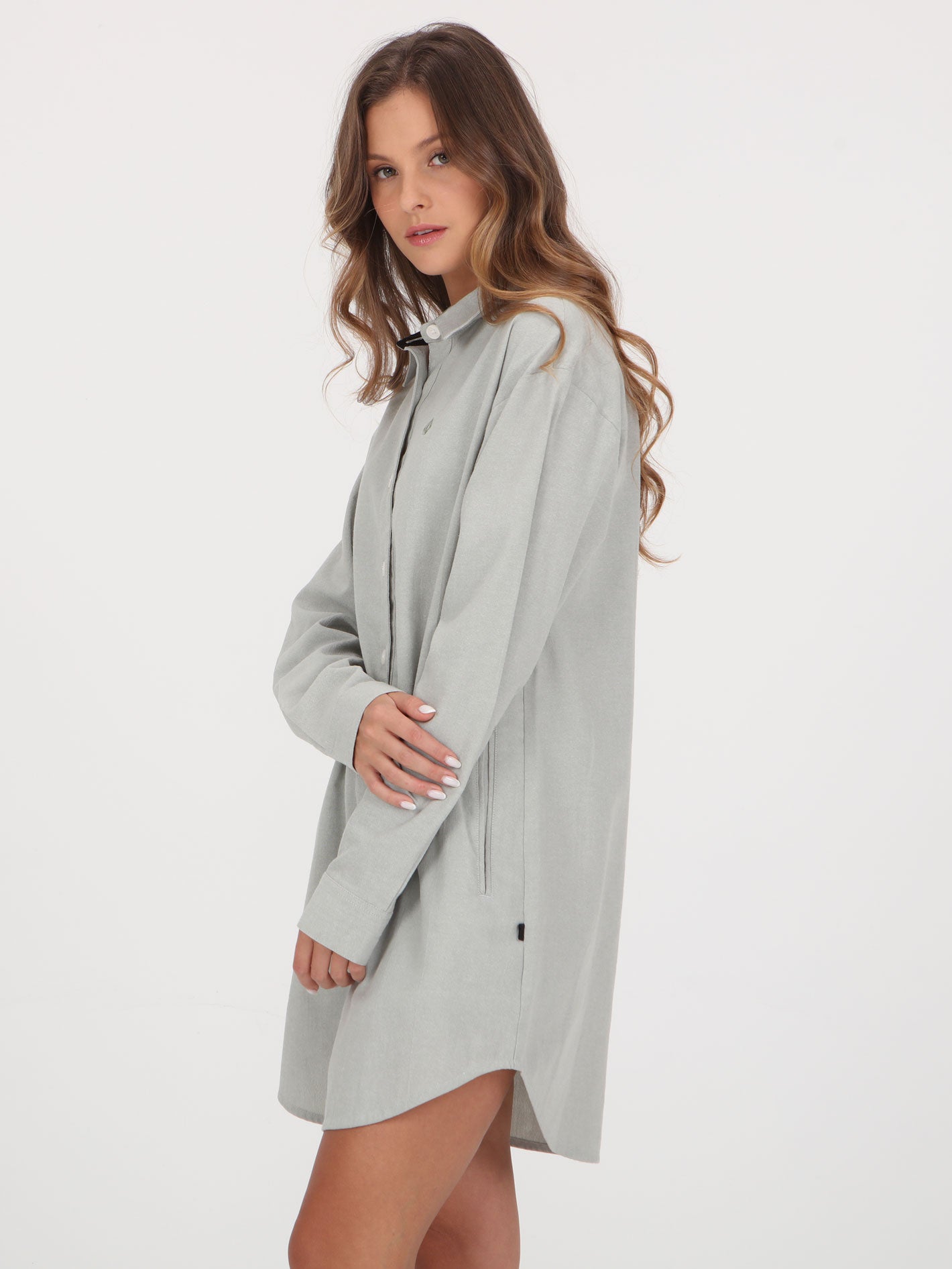 Volcom Beckett Oxford Dress - Seagrass Green