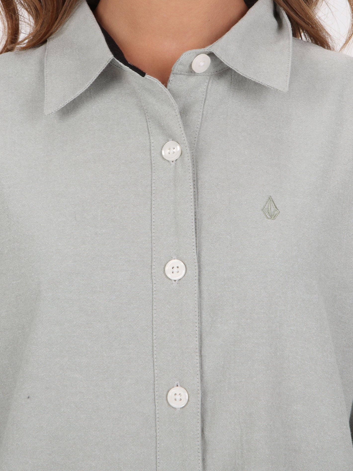 Volcom Beckett Oxford Dress - Seagrass Green