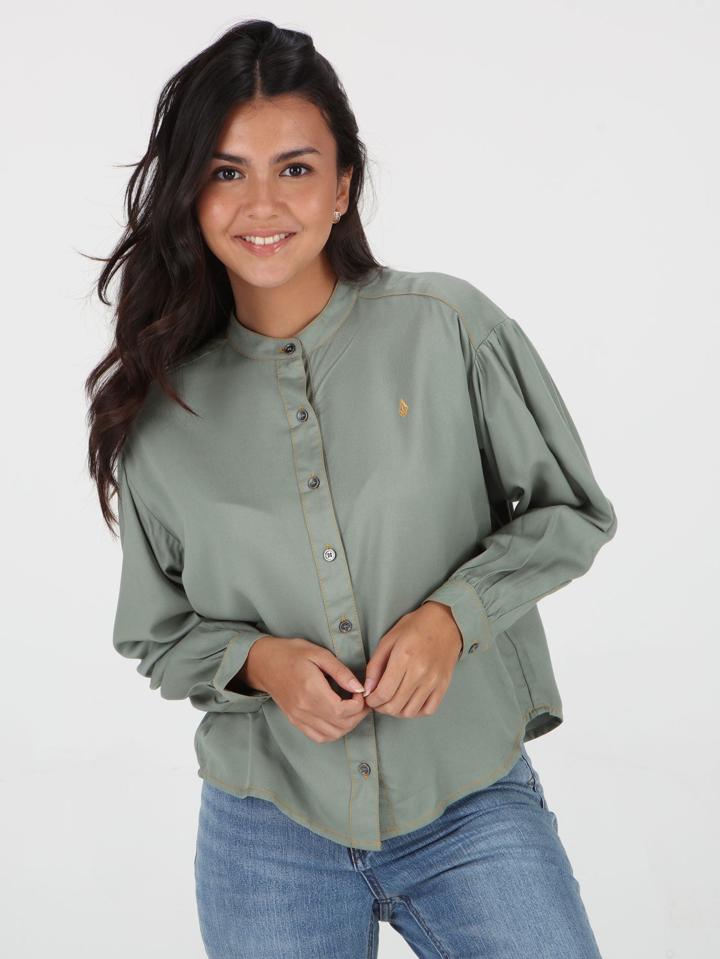 Take It Long Sleeve Top - Light Army