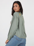 Take It Long Sleeve Top - Light Army