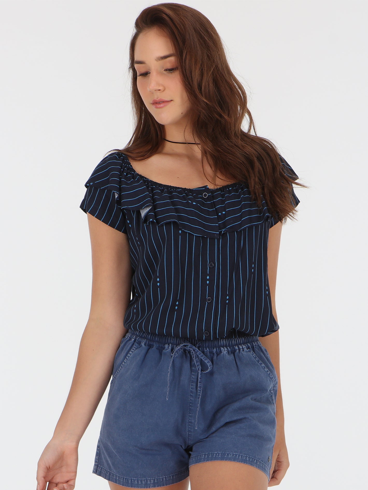 Hoola Hoola Short Sleeve Top - Navy