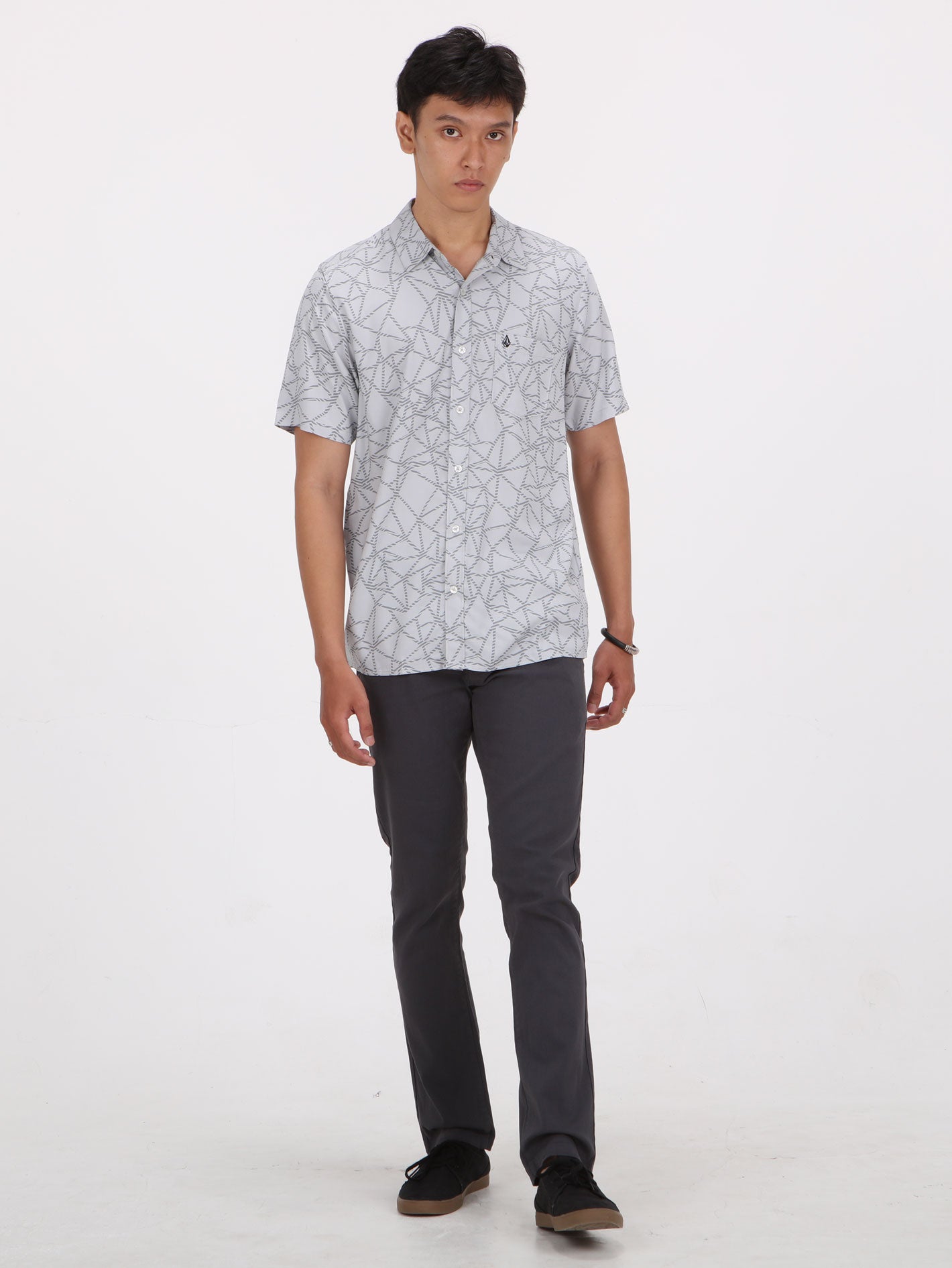 Volcom Ernie Short Sleeve Shirt - Light Grey