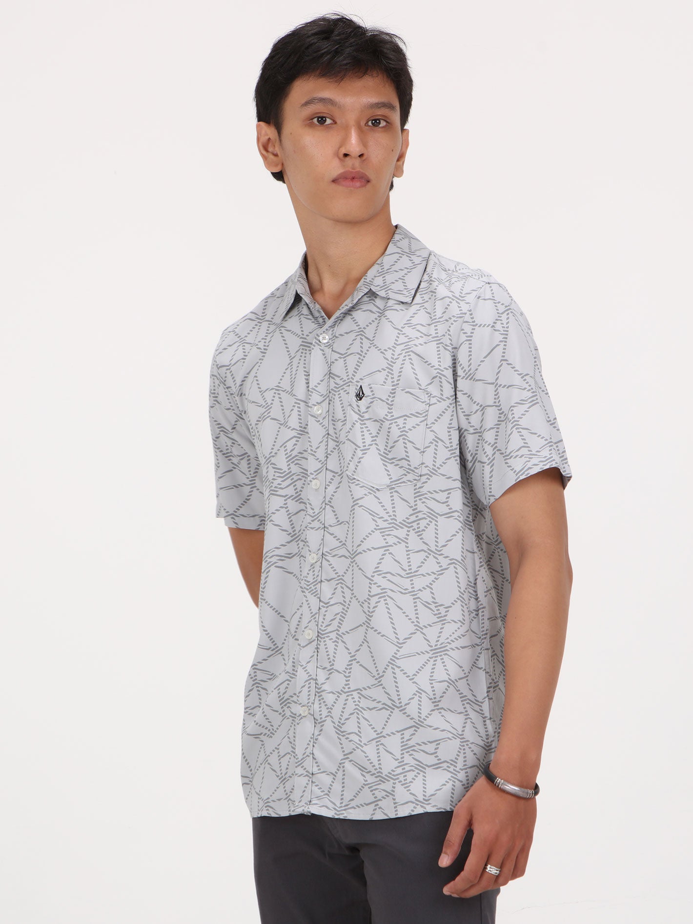 Volcom Ernie Short Sleeve Shirt - Light Grey