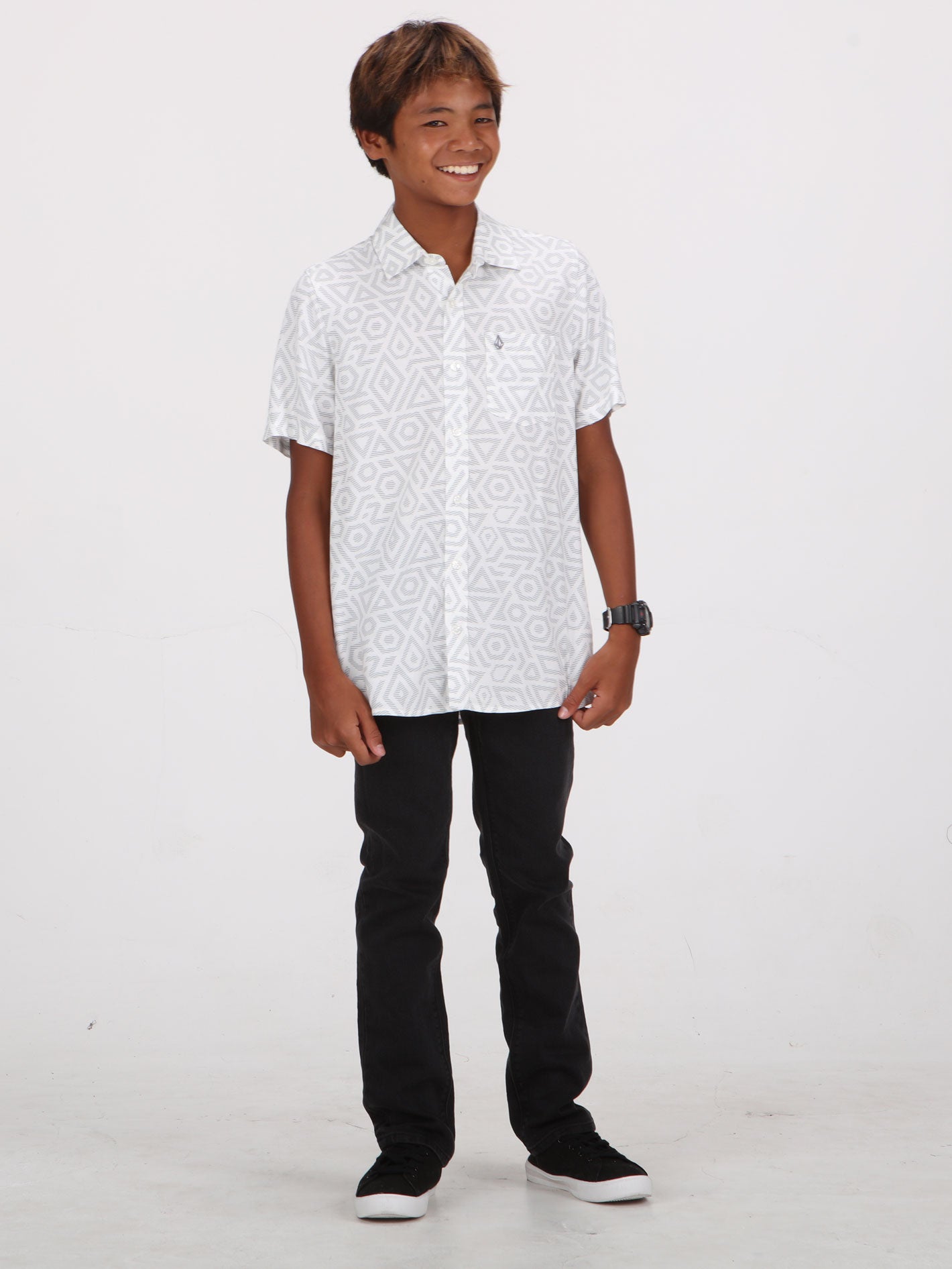 Volcom Big Boys Braun Short Sleeve Shirt - White