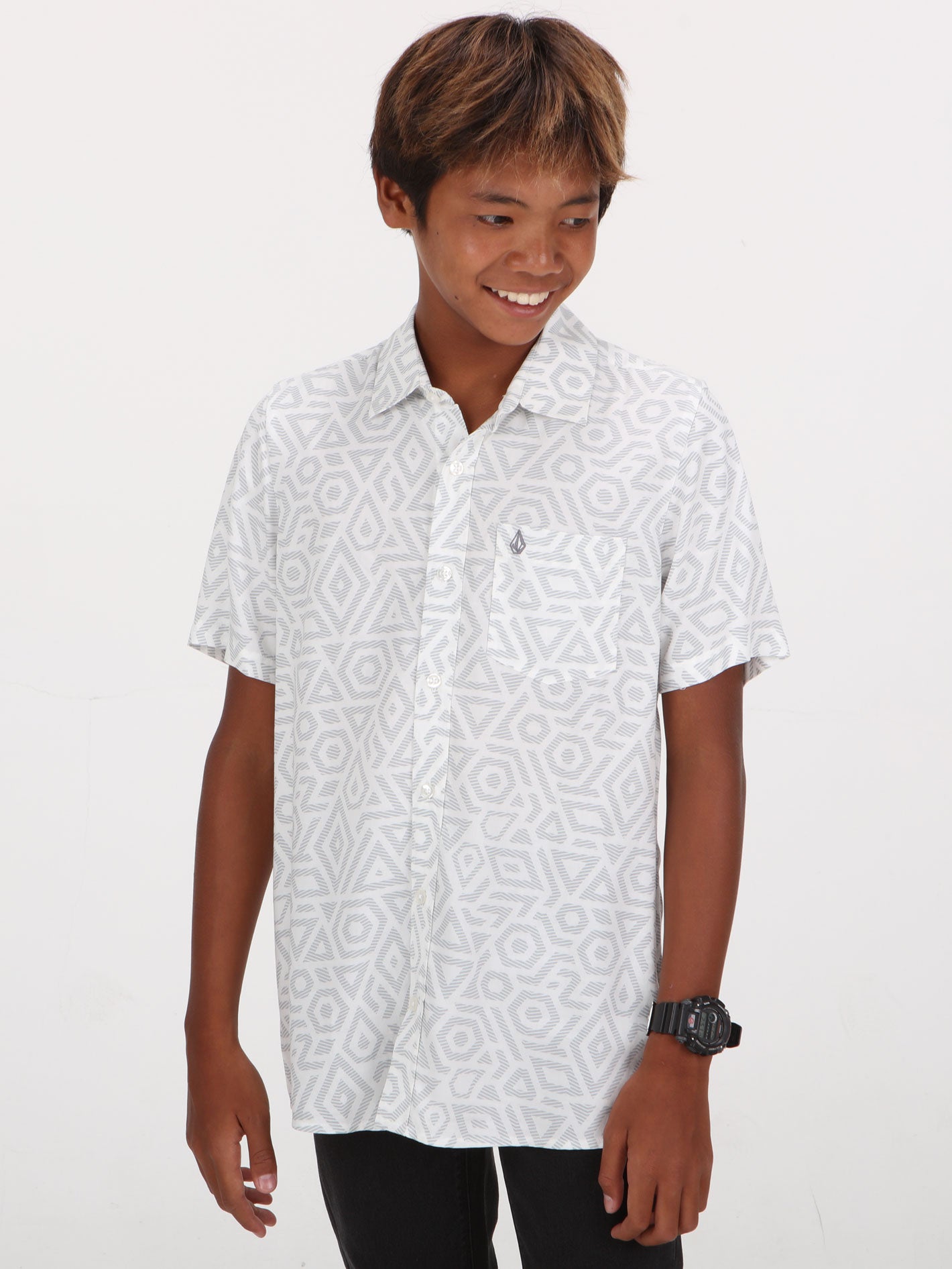 Volcom Big Boys Braun Short Sleeve Shirt - White