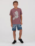 Volcom Big Boys Monkey Rider Tee - Bordeaux Brown