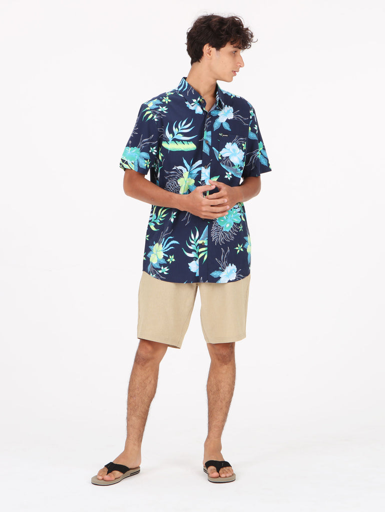 Volcom Sunriser Floral  Short Sleeve Shirt - Navy
