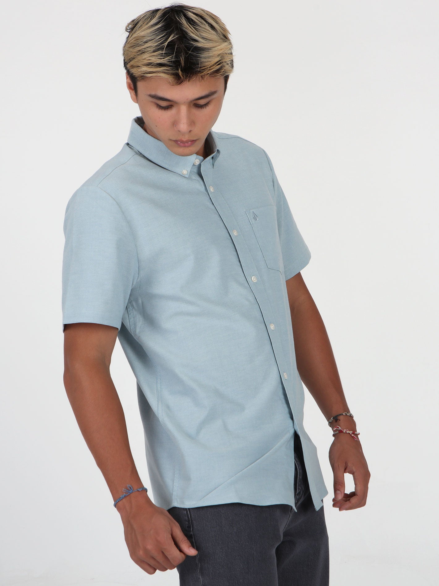 Everett Oxford Short Sleeve Shirt - Storm Blue