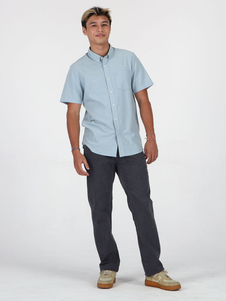 Everett Oxford Short Sleeve Shirt - Storm Blue