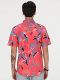 Leaf Spray Floral Short Sleeve Shirt - Lava Rock Red